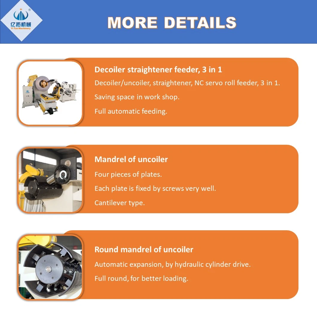 3 in 1 Nc Servo Combined Metal Coil Decoiler Straightener Feeder Machine